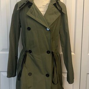Kate Spade Olive Double-Breasted Trench Coat